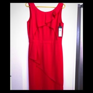 BCBG Coral ruffle cocktail dress